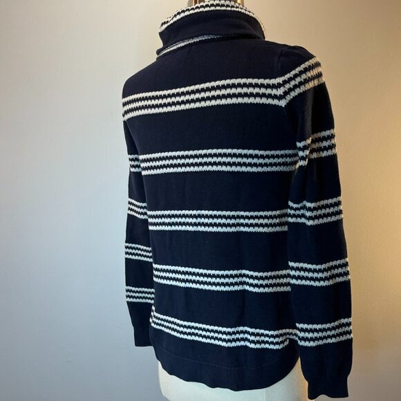 Tommy Hilfiger Women's Navy White Striped Knit Turtleneck Sweater - Size XXS - Picture 3 of 5